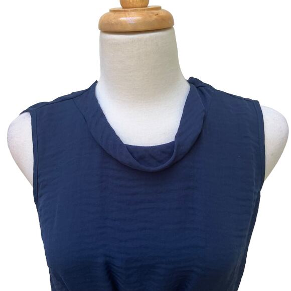 Rebecca Taylor Top Blouse S 2 Navy Silk Blend Draped Neck Peplum Career Office - Picture 7 of 13